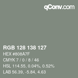 Farbcode: RGB 128 138 127 | qconv.com
