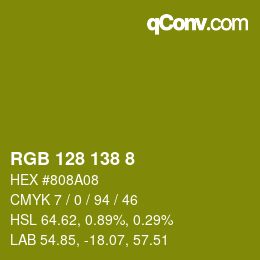 カラーコード: RGB 128 138 8 | qconv.com