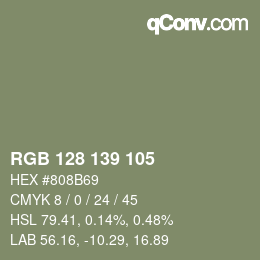 カラーコード: RGB 128 139 105 | qconv.com