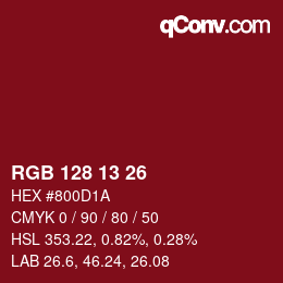 カラーコード: RGB 128 13 26 | qconv.com