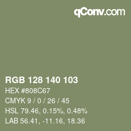 颜色代码: RGB 128 140 103 | qconv.com