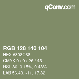 Color code: RGB 128 140 104 | qconv.com
