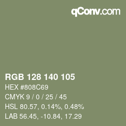 颜色代码: RGB 128 140 105 | qconv.com