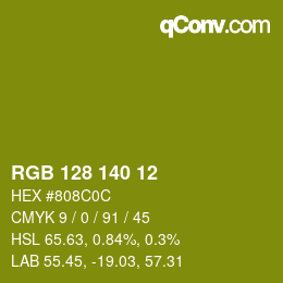 カラーコード: RGB 128 140 12 | qconv.com