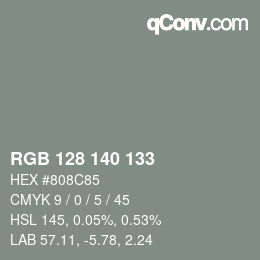 颜色代码: RGB 128 140 133 | qconv.com