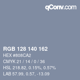 Color code: RGB 128 140 162 | qconv.com