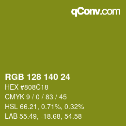カラーコード: RGB 128 140 24 | qconv.com