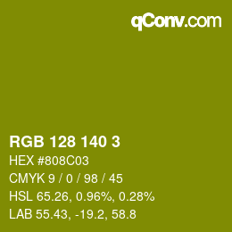 颜色代码: RGB 128 140 3 | qconv.com