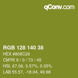 カラーコード: RGB 128 140 38 | qconv.com