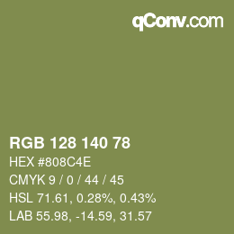 Color code: RGB 128 140 78 | qconv.com