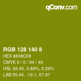 Color code: RGB 128 140 8 | qconv.com