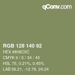 颜色代码: RGB 128 140 92 | qconv.com