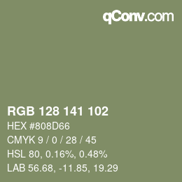 Farbcode: RGB 128 141 102 | qconv.com