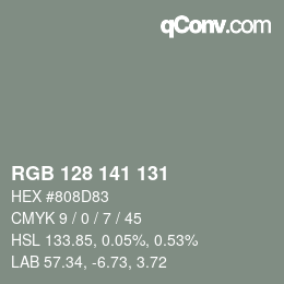 カラーコード: RGB 128 141 131 | qconv.com