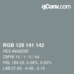 Color code: RGB 128 141 142 | qconv.com