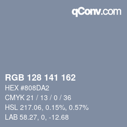 Color code: RGB 128 141 162 | qconv.com