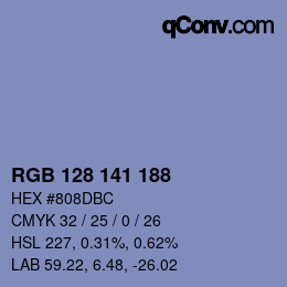 カラーコード: RGB 128 141 188 | qconv.com