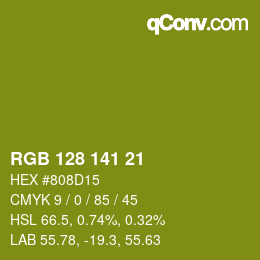 Color code: RGB 128 141 21 | qconv.com