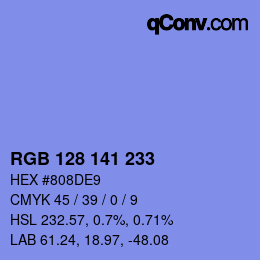 カラーコード: RGB 128 141 233 | qconv.com