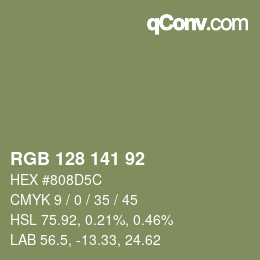 カラーコード: RGB 128 141 92 | qconv.com