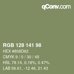 颜色代码: RGB 128 141 98 | qconv.com