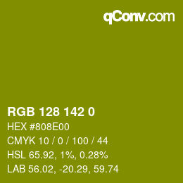 Color code: RGB 128 142 0 | qconv.com