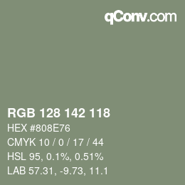 颜色代码: RGB 128 142 118 | qconv.com