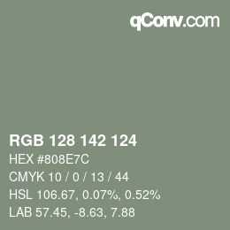 Código de color: RGB 128 142 124 | qconv.com