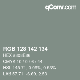 カラーコード: RGB 128 142 134 | qconv.com