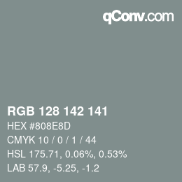 Color code: RGB 128 142 141 | qconv.com