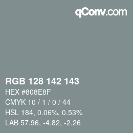 カラーコード: RGB 128 142 143 | qconv.com