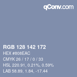 Color code: RGB 128 142 172 | qconv.com