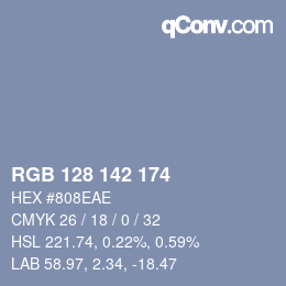 Color code: RGB 128 142 174 | qconv.com