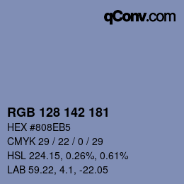 カラーコード: RGB 128 142 181 | qconv.com