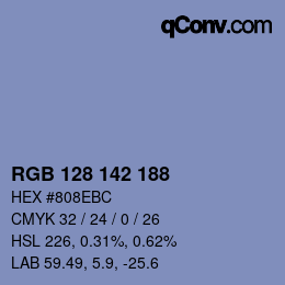 Color code: RGB 128 142 188 | qconv.com