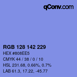 Color code: RGB 128 142 229 | qconv.com