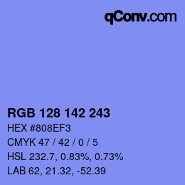 Color code: RGB 128 142 243 | qconv.com