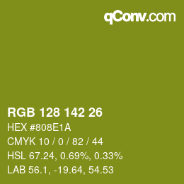 Color code: RGB 128 142 26 | qconv.com