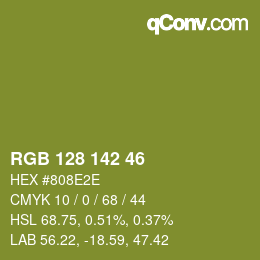 Color code: RGB 128 142 46 | qconv.com