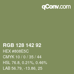 颜色代码: RGB 128 142 92 | qconv.com