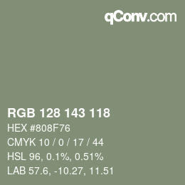 颜色代码: RGB 128 143 118 | qconv.com
