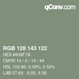 Código de color: RGB 128 143 122 | qconv.com