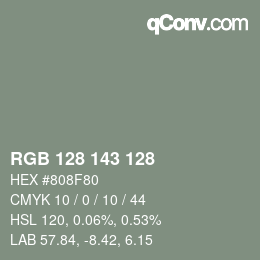颜色代码: RGB 128 143 128 | qconv.com