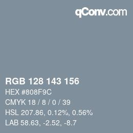 Color code: RGB 128 143 156 | qconv.com