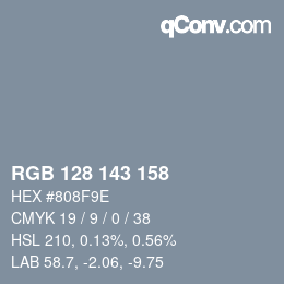 Color code: RGB 128 143 158 | qconv.com