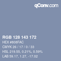 カラーコード: RGB 128 143 172 | qconv.com