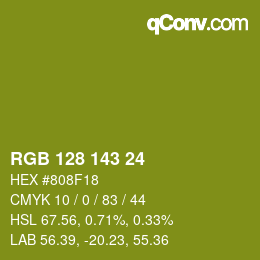 カラーコード: RGB 128 143 24 | qconv.com