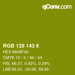 颜色代码: RGB 128 143 6 | qconv.com