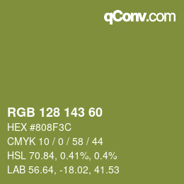 カラーコード: RGB 128 143 60 | qconv.com