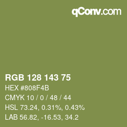 颜色代码: RGB 128 143 75 | qconv.com